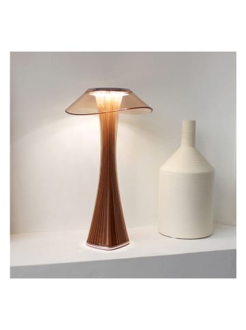 LA VAGUE Lampa stołowa LED "Skylight" w kolorze jasnobrązowym - wys. 27,5 x Ø 15 cm