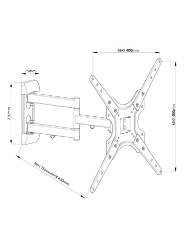 LA VAGUE Uchwyt ścienny "WM-ST3-55" w kolorze czarnym na telewizor