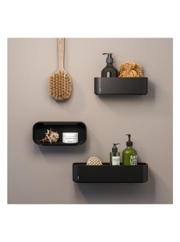 Tiger 2in1: Wandregal und Duschkorb "2-Store" in Schwarz - (B)35 cm