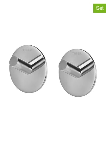 Tiger 2-delige set: handdoekhaken "Rondo" zilverkleurig - Ø 4,5 cm