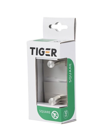 Tiger 2-delige set: handdoekhaken "Square" zilverkleurig - (B)4,5 x (H)4,5 x (D)2,7 cm