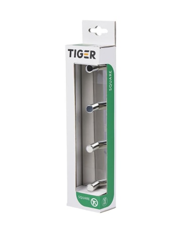 Tiger Handdoekhaken "Square" zilverkleurig - (B)19,5 x (H)4,5 x (D)2,7 cm