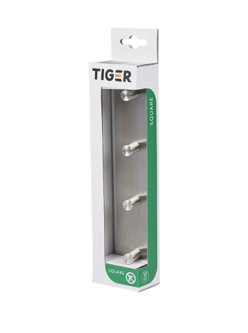 Tiger Handdoekhaken "Square" zilverkleurig - (B)19,5 x (H)4,5 x (D)2,7 cm