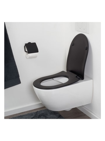 Tiger Toiletbril met softclose "Stax" zwart - (L)43 x (B)36,5 cm