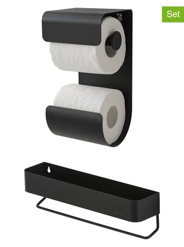 Sealskin 2-delige set: toiletrolhouder en handdoekhouder "Brix" zwart