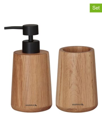 Sealskin 2-delige set: tandenborstelhouder en zeepdispenser "Earth" lichtbruin