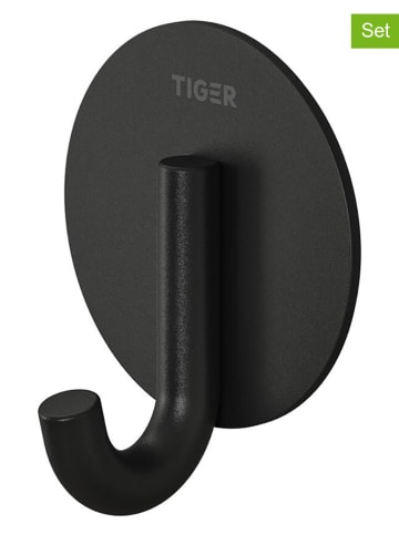 Tiger 2-delige set: handdoekhaken "Classic" zwart - Ø 4,5 cm