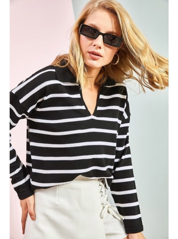Bianco Lucci Pullover in Schwarz/ Weiß