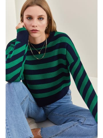 Bianco Lucci Sweter w kolorze zielono-granatowym