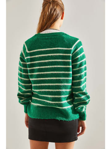Bianco Lucci Sweter w kolorze zielono-białym