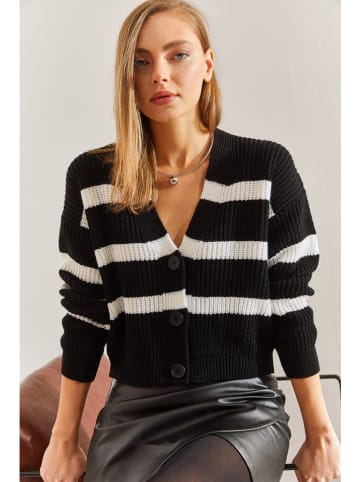 Bianco Lucci Cardigan in Schwarz/ Weiß