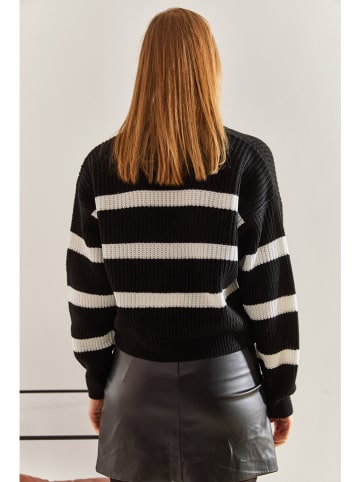 Bianco Lucci Cardigan in Schwarz/ Weiß