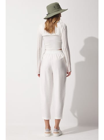 Hapiness Istanbul Leinen-Hose in Weiß
