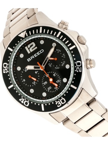 Breed Kwartshorloge "Pegasus" zilverkleurig/zwart