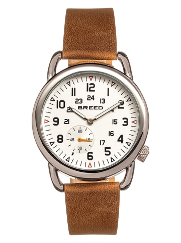Breed Zegarek kwarcowy "Regulator" w kolorze srebrno-jasnobrązowo-białym
