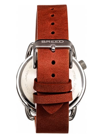 Breed Kwartshorloge "Regulator" cognackleurig/zilverkleurig/groen