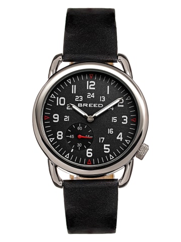 Breed Kwartshorloge "Regulator" zilverkleurig/zwart