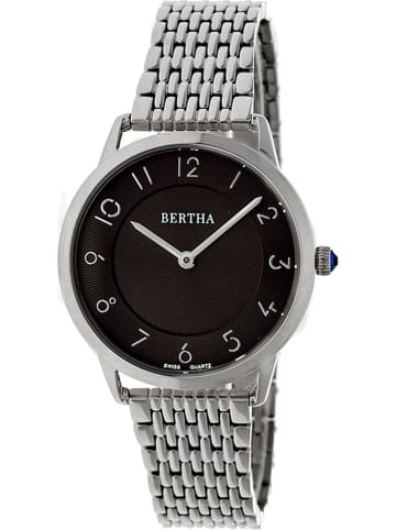 Bertha Quarzuhr "Abby" in Silber/ Schwarz