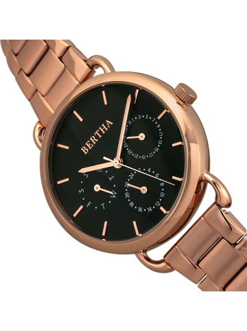 Bertha Zegarek kwarcowy "Gwen" w kolorze różowozłoto-czarnym