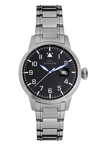 Elevon Kwartshorloge "Stealth" zilverkleurig/zwart