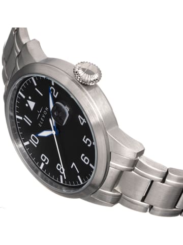 Elevon Kwartshorloge "Stealth" zilverkleurig/zwart