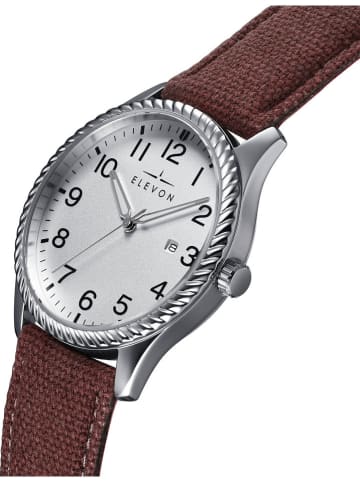 Elevon Kwartshorloge "Crosswind" bruin/zilverkleurig/wit