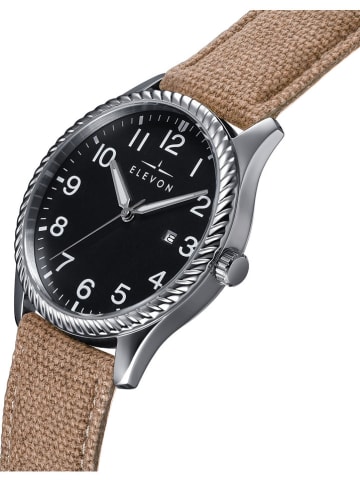 Elevon Kwartshorloge "Crosswind" bruin/zilverkleurig/zwart