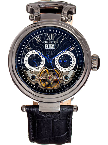 Heritor Automatikuhr "Ganzi" in Schwarz/ Silber/ Dunkelblau