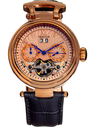 Heritor Automatikuhr "Ganzi" in Schwarz/ Roségold