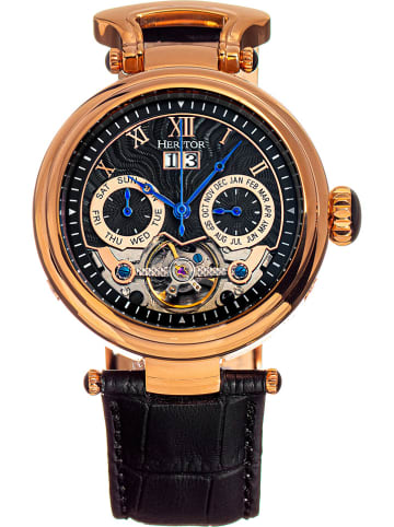 Heritor Automatikuhr "Ganzi" in Schwarz/ Roségold