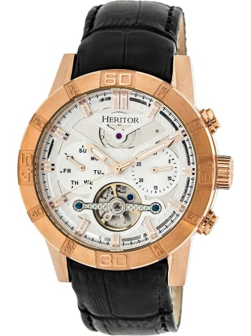 Heritor Automatikuhr "Hannibal" in Schwarz/ Roségold/ Weiß
