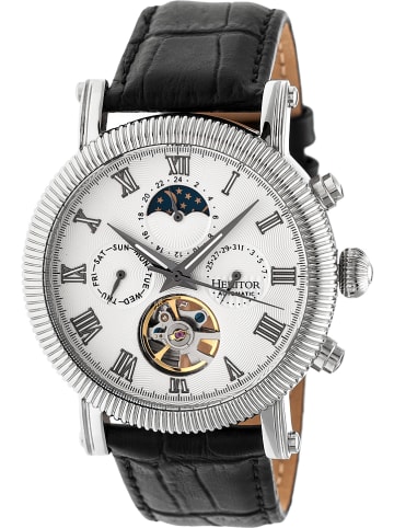 Heritor Automatikuhr "Winston" in Schwarz/ Silber/ Weiß