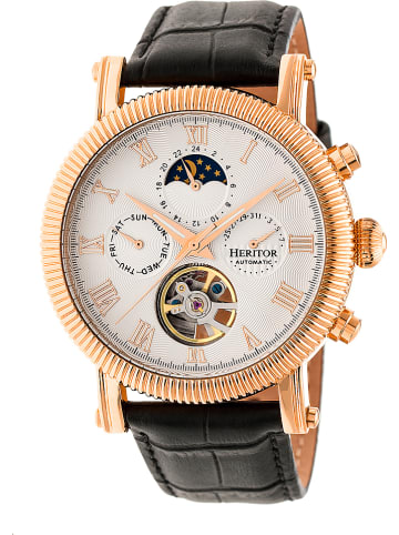 Heritor Automatisch horloge "Winston" zwart/roségoudkleurig/wit
