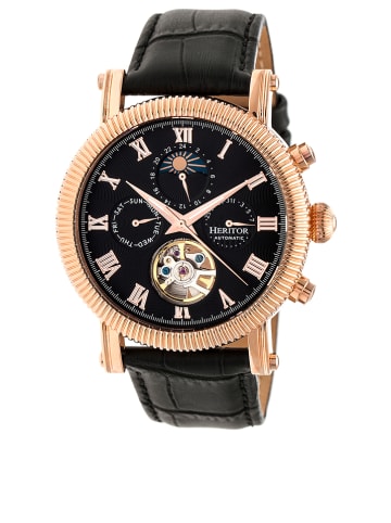 Heritor Automatikuhr "Winston" in Schwarz/ Roségold