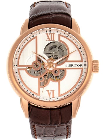 Heritor Automatisch horloge "Sanford" bruin/roségoudkleurig/wit