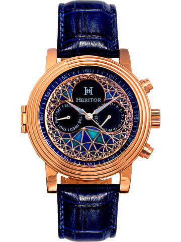 Heritor Automatikuhr "Legacy" in Roségold/ Blau
