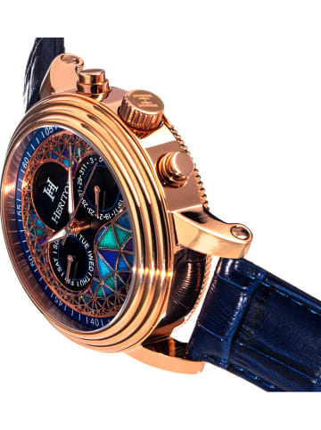 Heritor Automatisch horloge "Legacy" roségoudkleurig/blauw