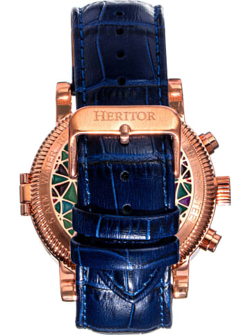 Heritor Automatisch horloge "Legacy" roségoudkleurig/blauw