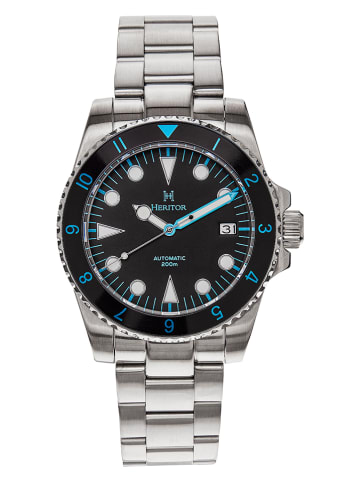 Heritor Zegarek automatyczny "Luciano" w kolorze srebrno-czarnym