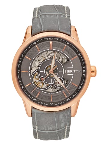 Heritor Automatikuhr "Davies" in Grau/ Roségold