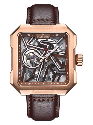 Heritor Automatikuhr "Campbell" in Braun/ Roségold
