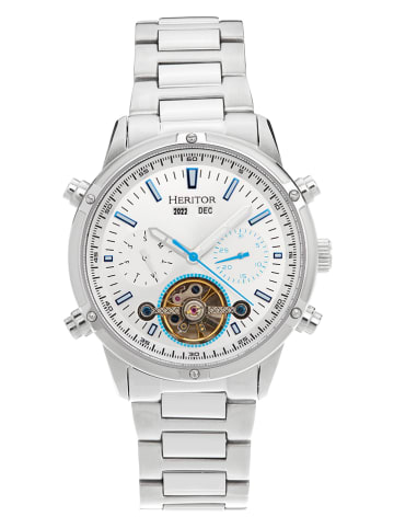 Heritor Automatikuhr "Wilhelm" in Silber/ Weiß