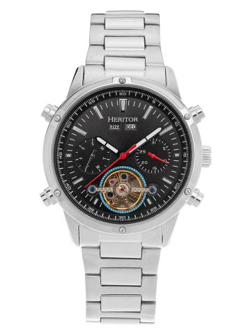 Heritor Zegarek automatyczny "Wilhelm" w kolorze srebrno-czarnym