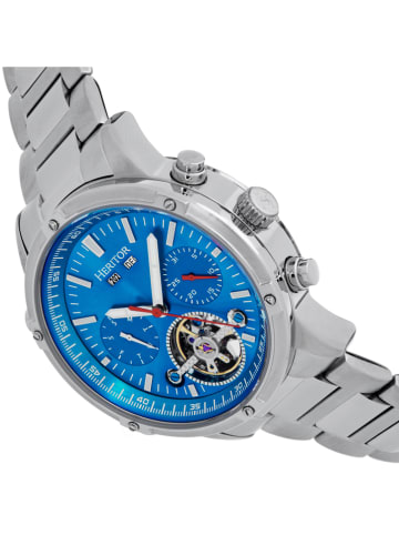 Heritor Automatikuhr "Wilhelm" in Silber/ Blau
