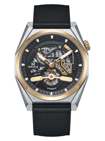 Heritor Automatikuhr ''Amadeus'' in Schwarz/ Silber/ Roségold