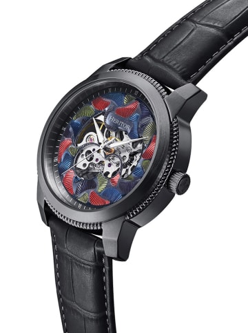 Heritor Zegarek kwarcowy "Emmanuel" w kolorze czarnym ze wzorem