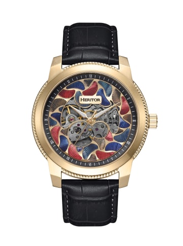 Heritor Zegarek kwarcowy "Emmanuel" w kolorze złoto-czarnym ze wzorem