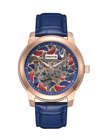 Heritor Kwartshorloge "Emmanuel" blauw/goudkleurig/meerkleurig