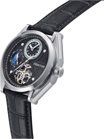 Heritor Zegarek automatyczny "Antoni" w kolorze srebrno-czarnym