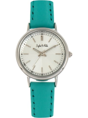 Sophie & Freda Kwartshorloge "Berlin" turquoise/zilverkleurig/wit